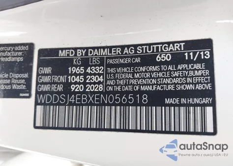 2014 Mercedes-Benz Cla 250 z USA, uszkodzony, nr VIN WDDSJ4EBXEN056518